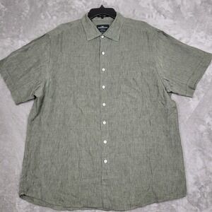 Rodd & Gunn Men's 2XL Olive Green 100% Linen Shirt Sport Fit Italian Fabric